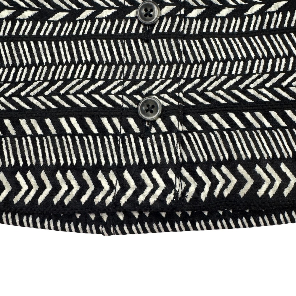 Maeve Black White Geometric Print A Line‎ Button Front Mini Skirt Size 0 Y2K - Picture 3 of 12